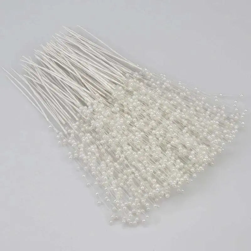 White Pearl Beaded Flower Stems - Julia M LifeStyles