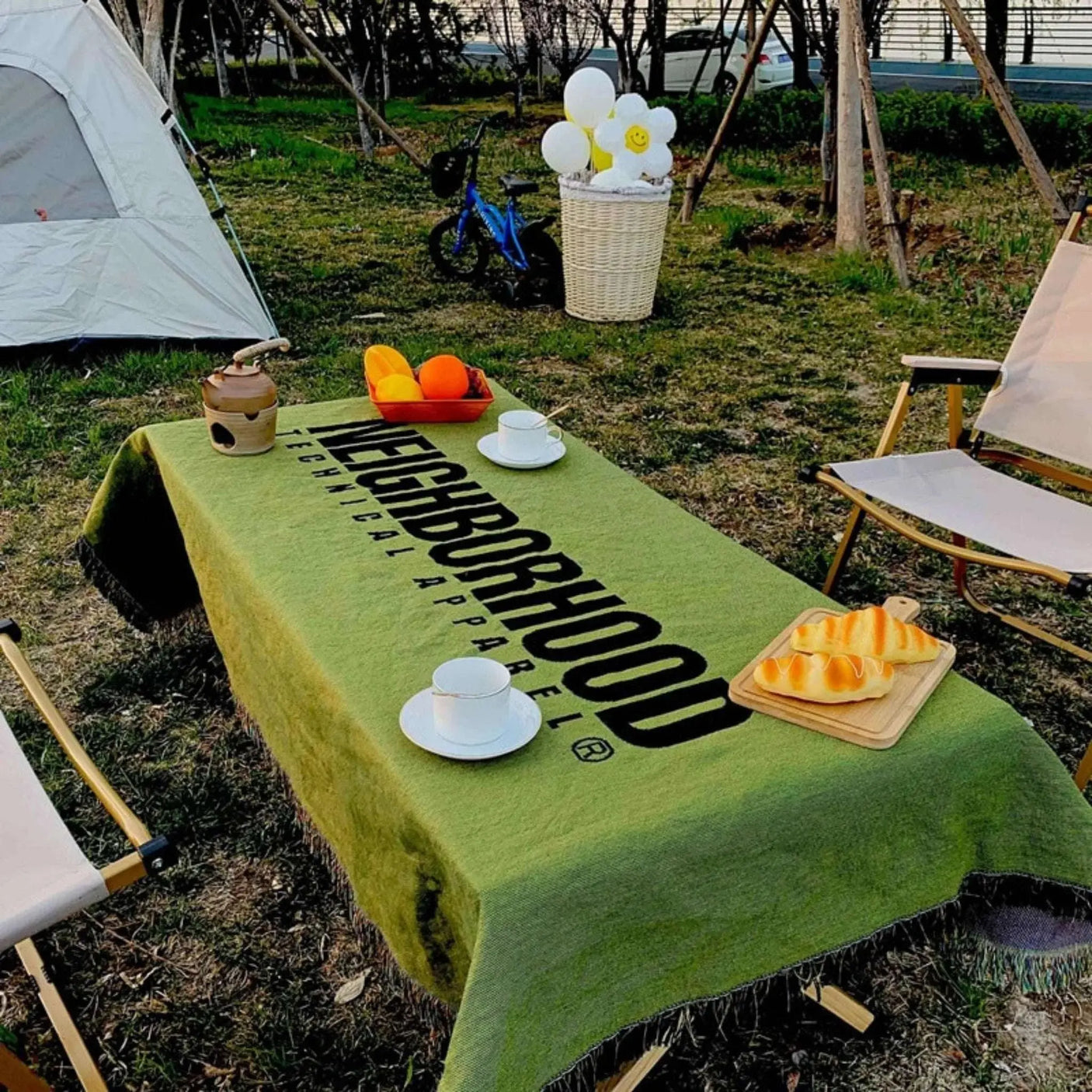 Green Tassel Knitted Picnic Mat - Vintage Letter Blanket for Outdoor Adventures - Julia M LifeStyles