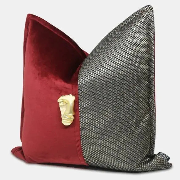 Living Room Patchwork Dark Gold Cushion Pillow Cover - Julia M LifeStyles