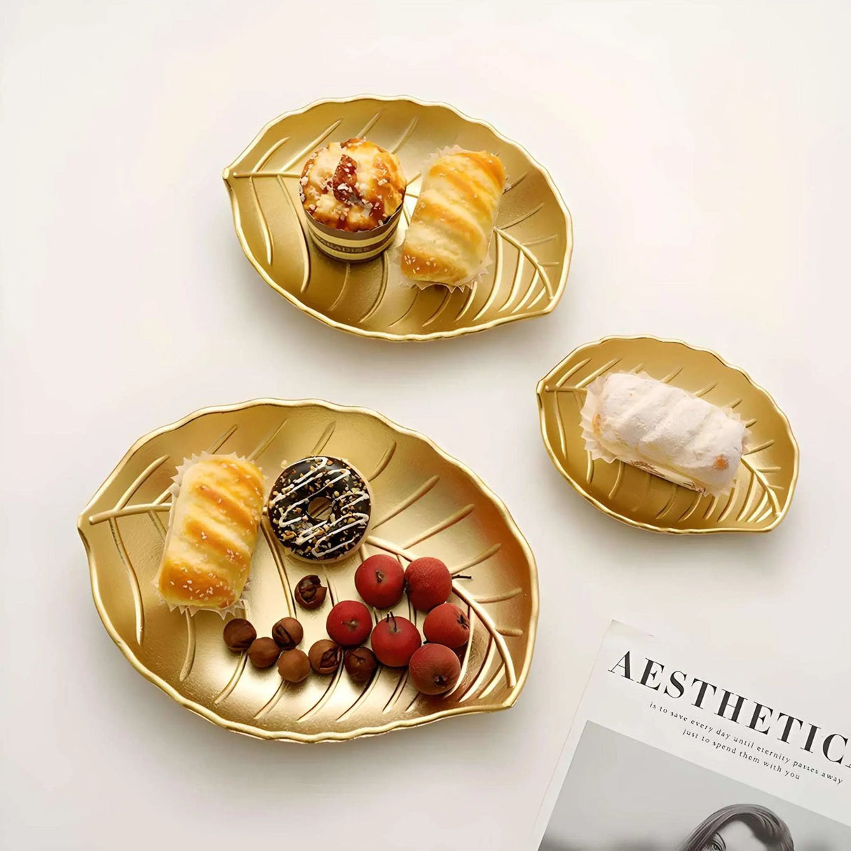 Golden Pineapple Leaf Serving Tray - Versatile Nordic Decor Organizer - Julia M LifeStyles