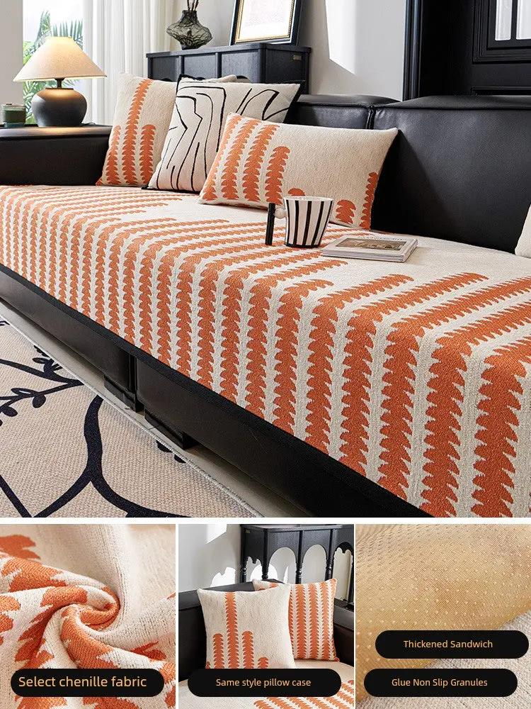 Scandinavian Chenille Non-Slip Sofa Cover Julia M Home & Kitchen