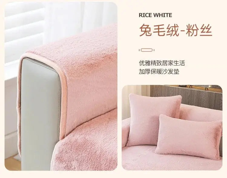 Modern Solid Colour Plush Anti-Slip Sofa Cover - Julia M LifeStyles