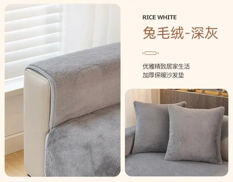 Modern Solid Colour Plush Anti-Slip Sofa Cover - Julia M LifeStyles