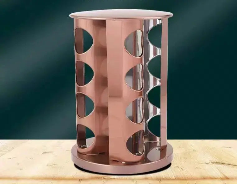 Elegant Rose Gold Stainless Steel & Glass Rotating Seasoning Container - Julia M LifeStyles