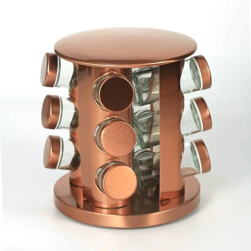 Elegant Rose Gold Stainless Steel & Glass Rotating Seasoning Container - Julia M LifeStyles