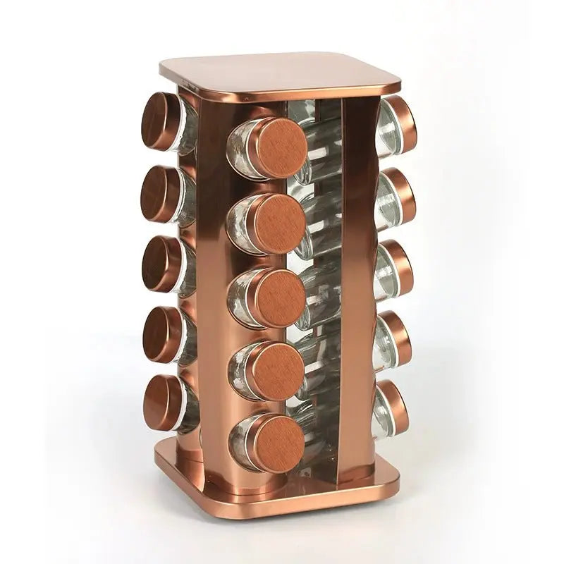 Elegant Rose Gold Stainless Steel & Glass Rotating Seasoning Container - Julia M LifeStyles