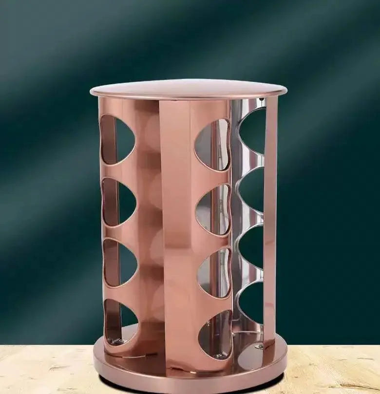 Elegant Rose Gold Stainless Steel & Glass Rotating Seasoning Container - Julia M LifeStyles