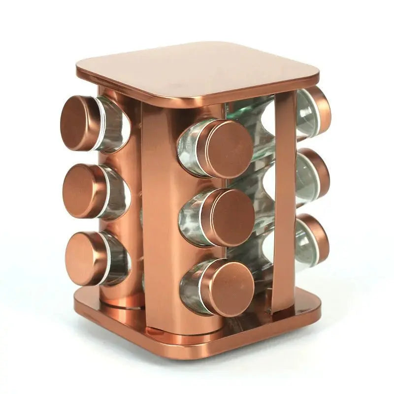 Elegant Rose Gold Stainless Steel & Glass Rotating Seasoning Container - Julia M LifeStyles