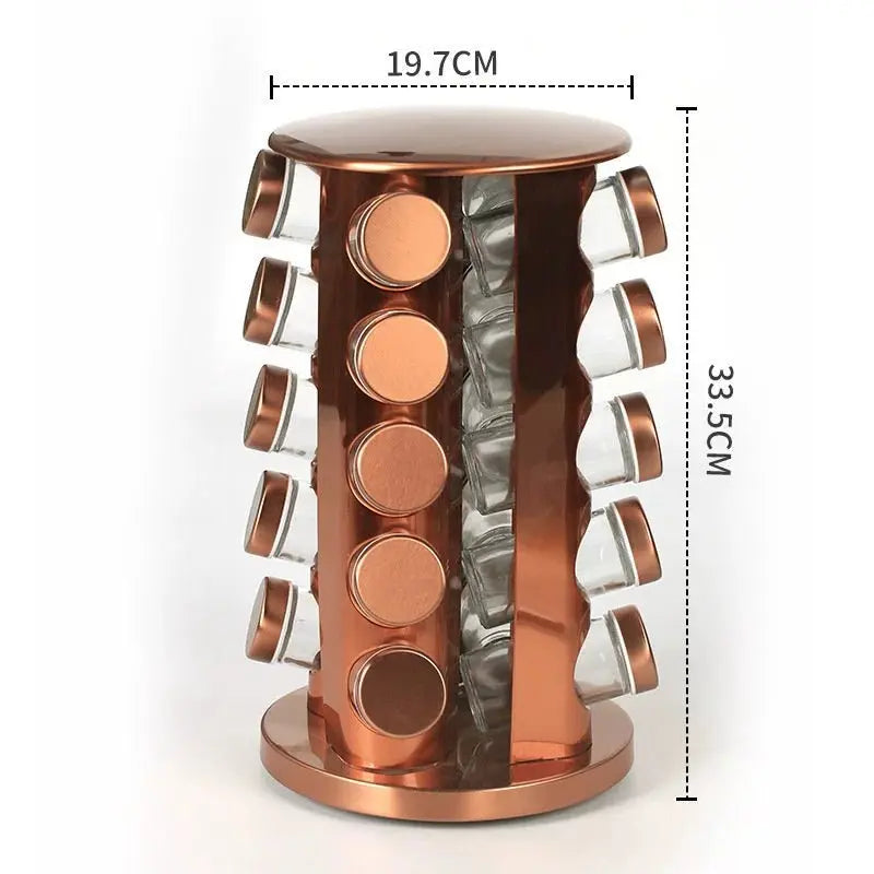 Elegant Rose Gold Stainless Steel & Glass Rotating Seasoning Container - Julia M LifeStyles