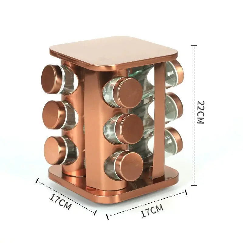Elegant Rose Gold Stainless Steel & Glass Rotating Seasoning Container - Julia M LifeStyles