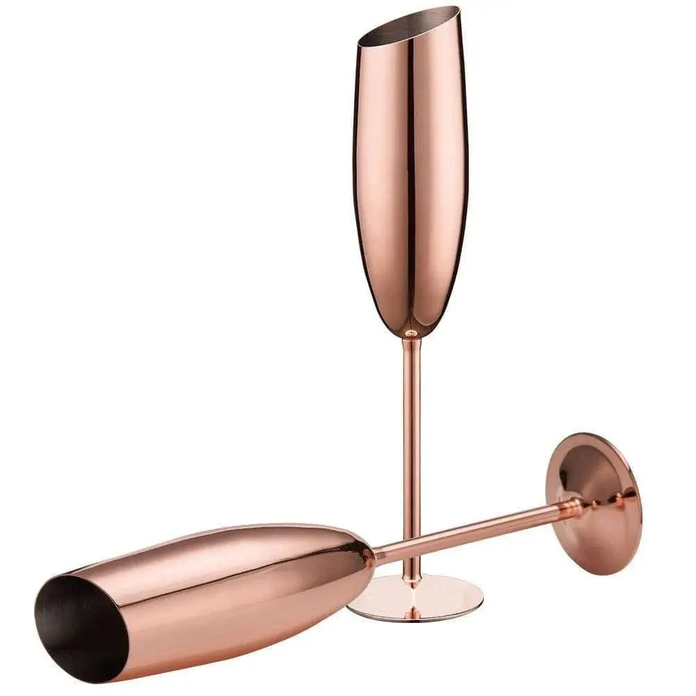 Elegant Stainless Steel Beveled Champagne Goblets - Julia M LifeStyles