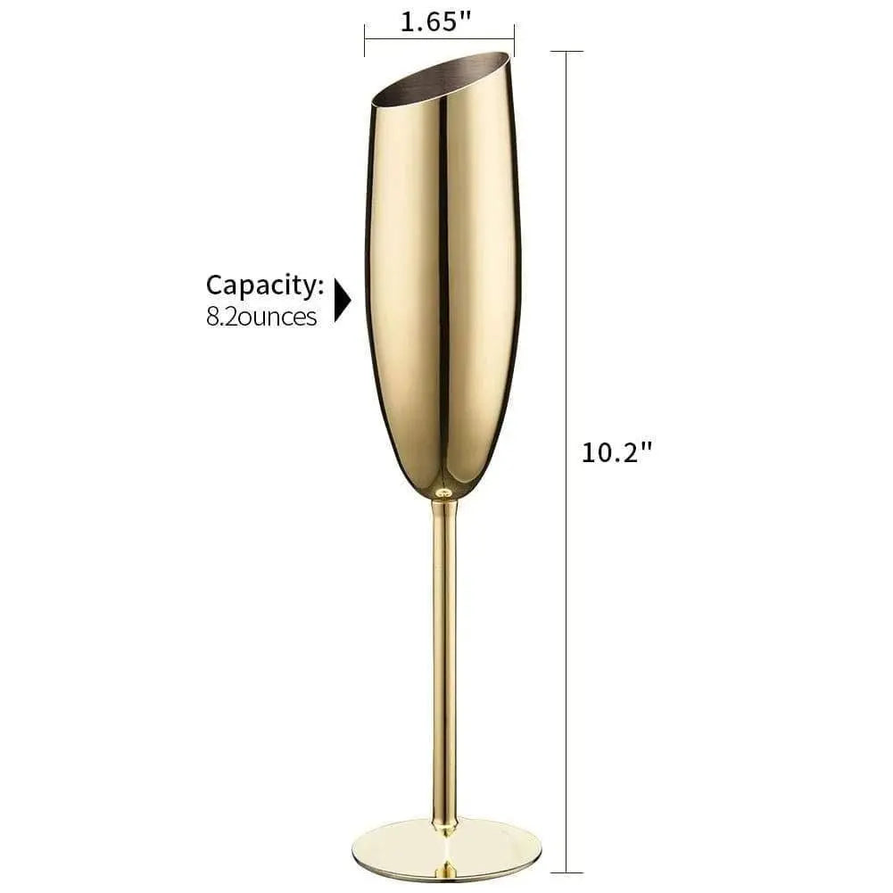 Elegant Stainless Steel Beveled Champagne Goblets - Julia M LifeStyles