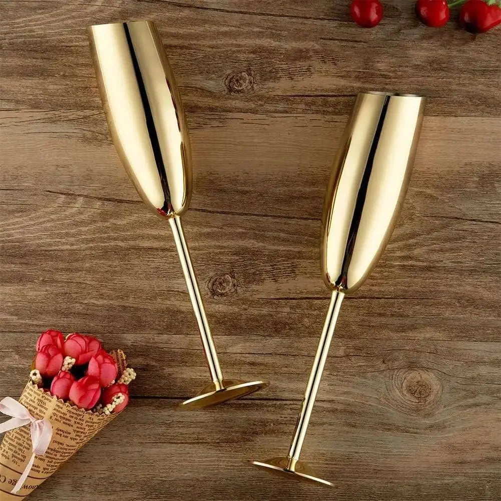 Elegant Stainless Steel Beveled Champagne Goblets - Julia M LifeStyles