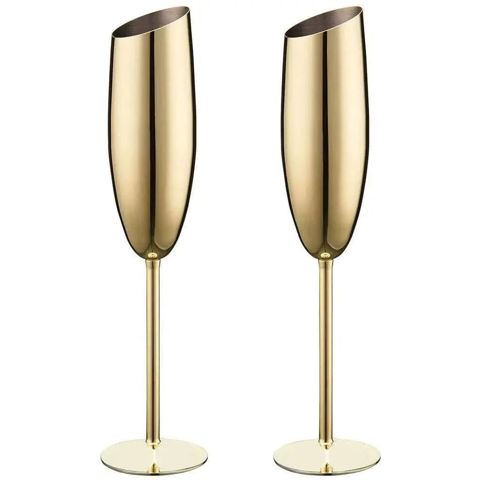 Elegant Stainless Steel Beveled Champagne Goblets - Julia M LifeStyles
