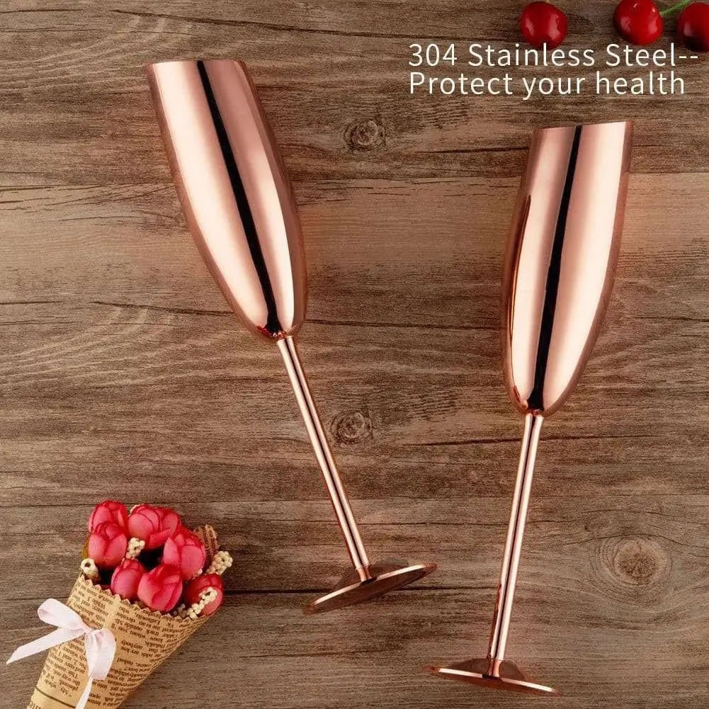 Elegant Stainless Steel Beveled Champagne Goblets - Julia M LifeStyles