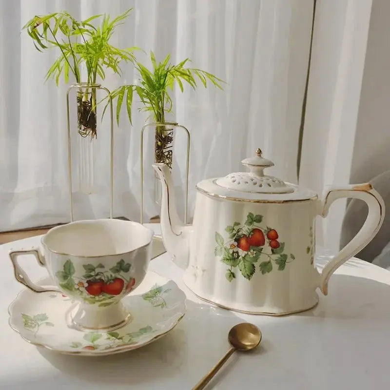 Elegant White & Gold Bone China Teapot and Mug Set for 3 - Julia M LifeStyles