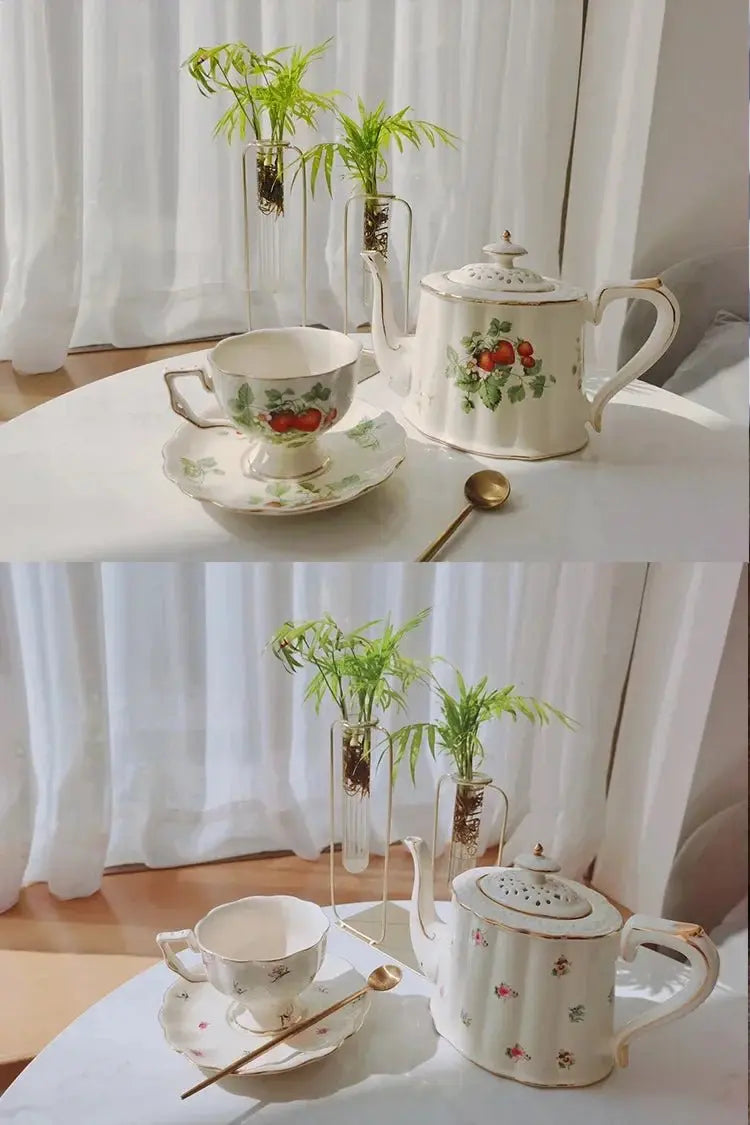 Elegant White & Gold Bone China Teapot and Mug Set for 3 - Julia M LifeStyles
