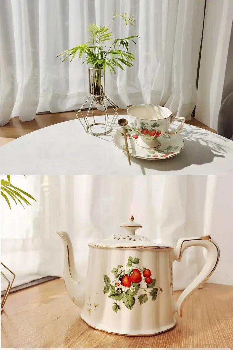 Elegant White & Gold Bone China Teapot and Mug Set for 3 - Julia M LifeStyles