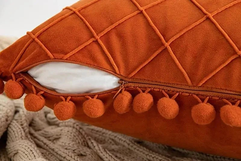 Retro Ear Pillow Living Room Sofa Solid Color Tassel Cushion Without Core Bed Big Pillow Waist Back Office Chair - Julia M LifeStyles