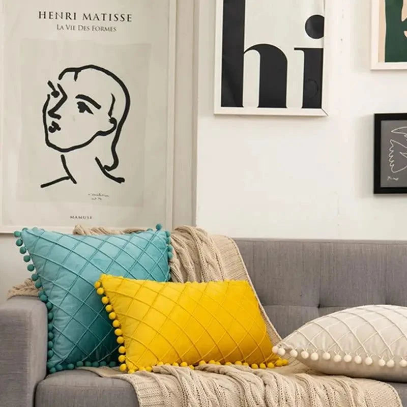 Retro Ear Pillow Living Room Sofa Solid Color Tassel Cushion Without Core Bed Big Pillow Waist Back Office Chair - Julia M LifeStyles