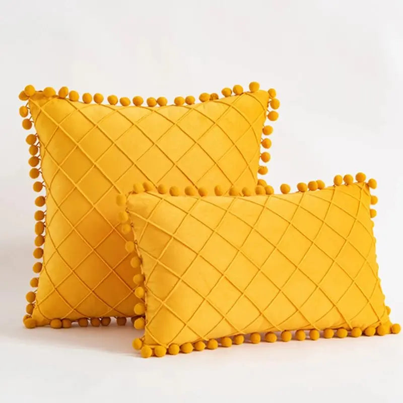 Retro Ear Pillow Living Room Sofa Solid Color Tassel Cushion Without Core Bed Big Pillow Waist Back Office Chair - Julia M LifeStyles