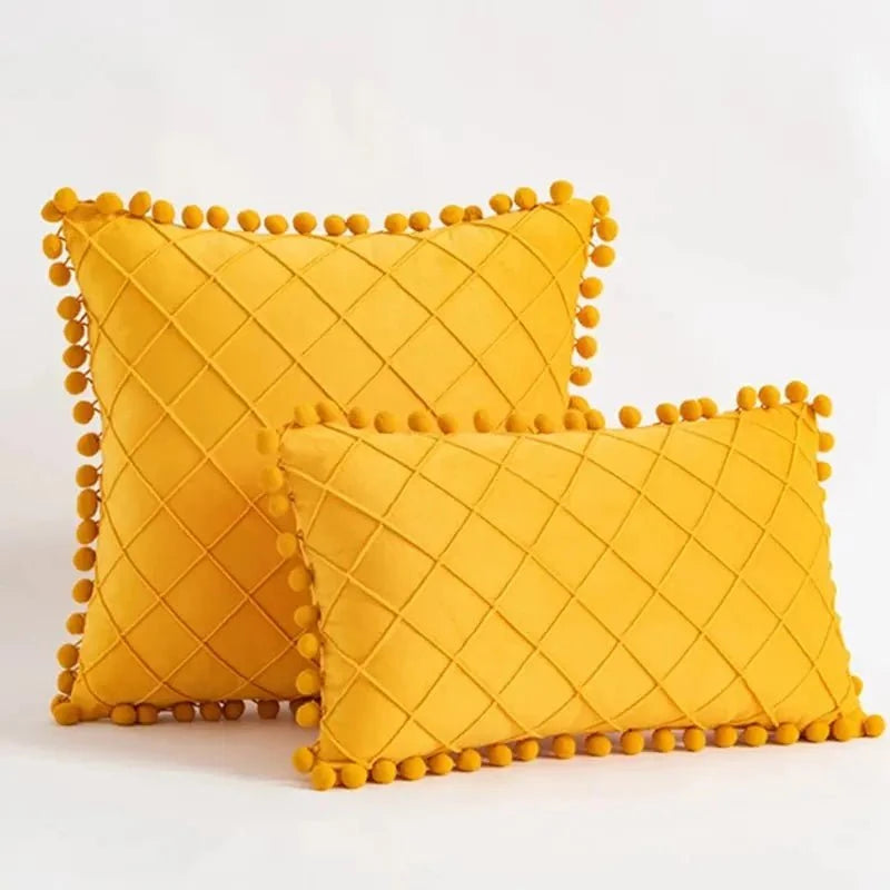 Retro Ear Pillow Living Room Sofa Solid Color Tassel Cushion Without Core Bed Big Pillow Waist Back Office Chair - Julia M LifeStyles