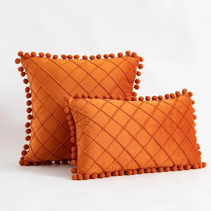 Retro Ear Pillow Living Room Sofa Solid Color Tassel Cushion Without Core Bed Big Pillow Waist Back Office Chair - Julia M LifeStyles