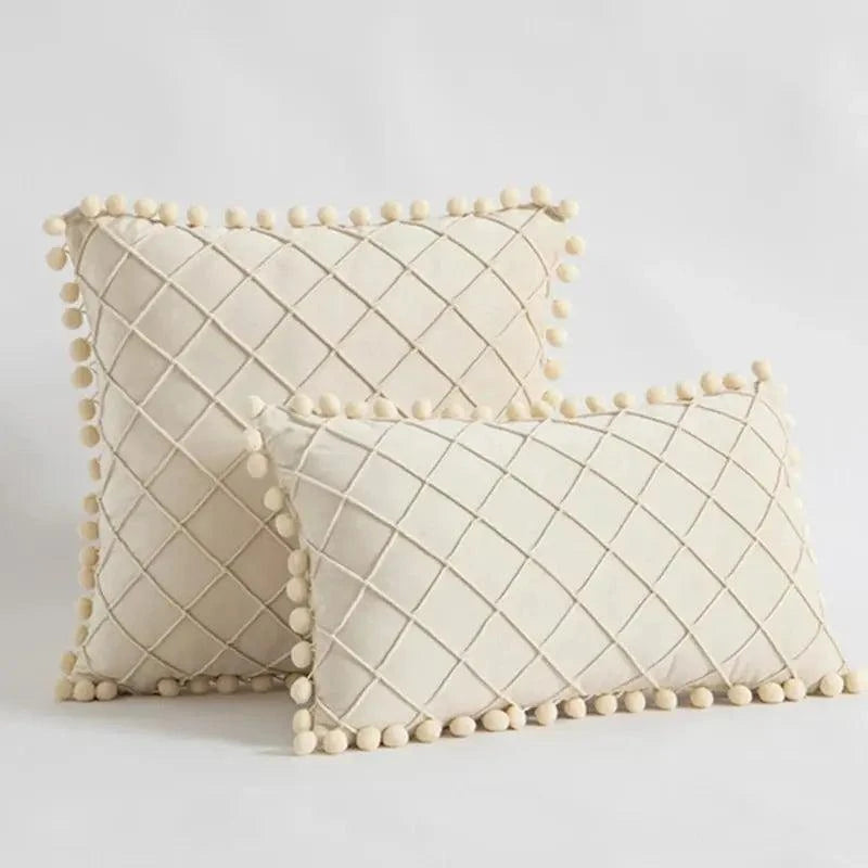 Retro Ear Pillow Living Room Sofa Solid Color Tassel Cushion Without Core Bed Big Pillow Waist Back Office Chair - Julia M LifeStyles