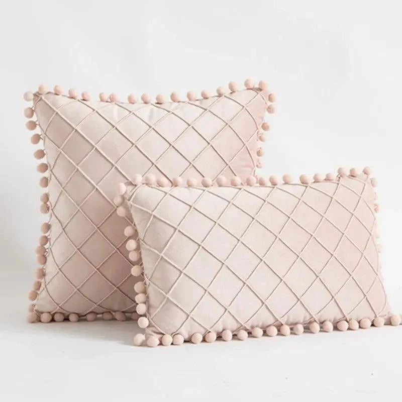 Retro Ear Pillow Living Room Sofa Solid Color Tassel Cushion Without Core Bed Big Pillow Waist Back Office Chair - Julia M LifeStyles