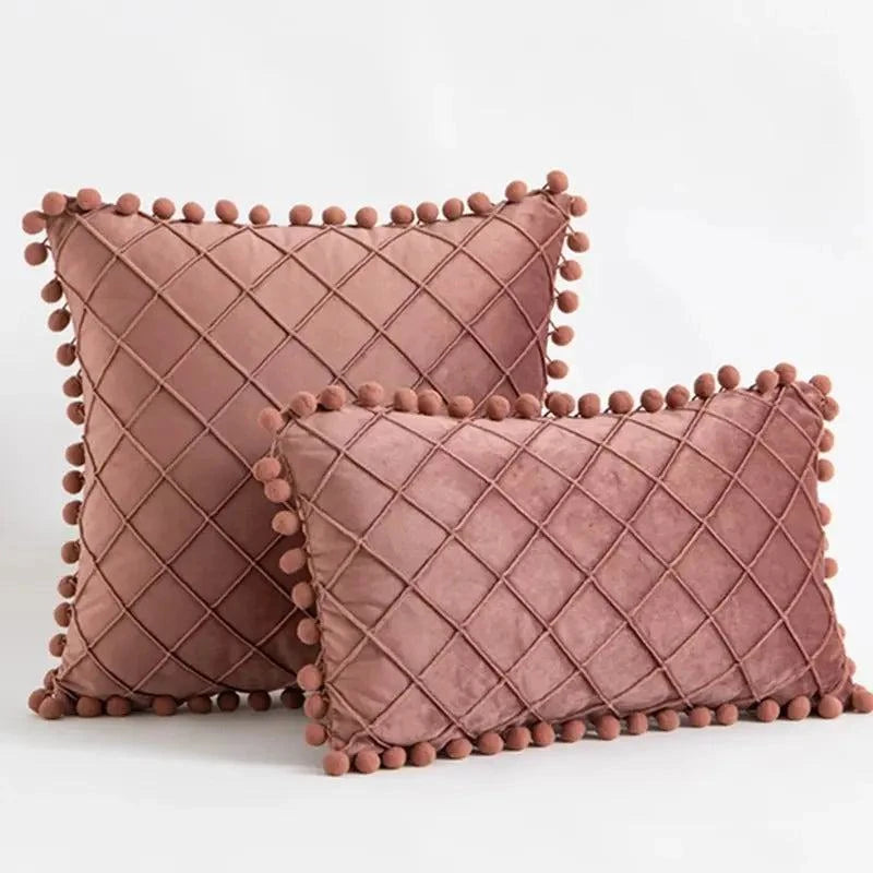 Retro Ear Pillow Living Room Sofa Solid Color Tassel Cushion Without Core Bed Big Pillow Waist Back Office Chair - Julia M LifeStyles