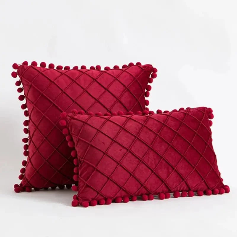 Retro Ear Pillow Living Room Sofa Solid Color Tassel Cushion Without Core Bed Big Pillow Waist Back Office Chair - Julia M LifeStyles