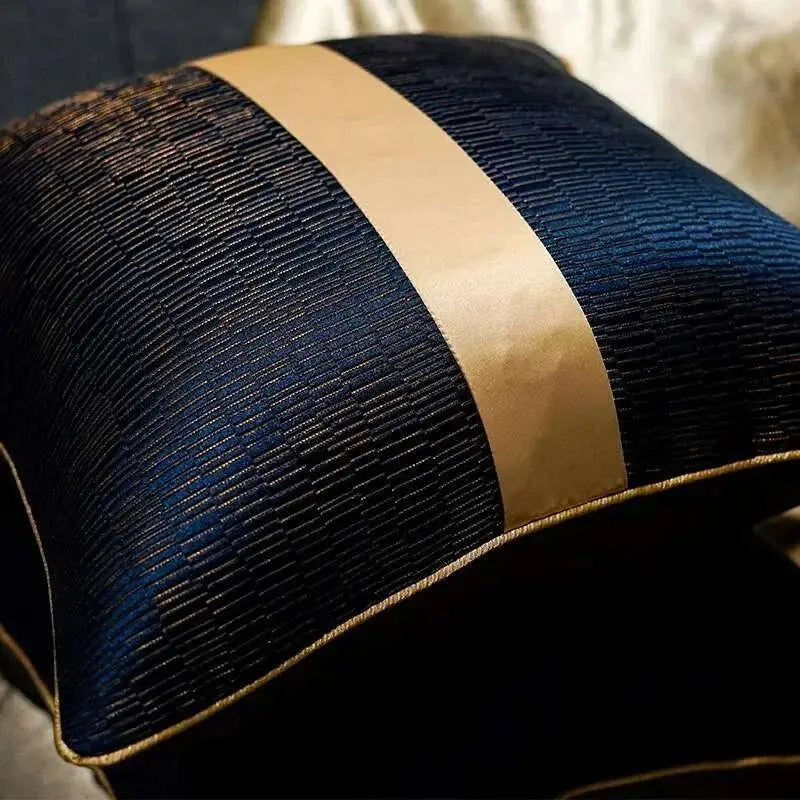 Blue Gold Jacquard Cushion Cover - Julia M LifeStyles