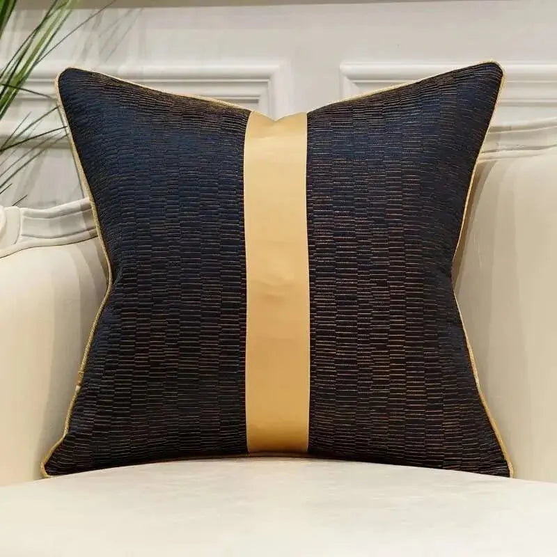 Blue Gold Jacquard Cushion Cover - Julia M LifeStyles
