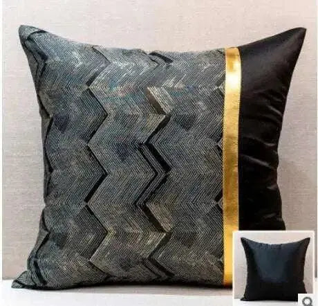 Blue Gold Jacquard Cushion Cover - Julia M LifeStyles