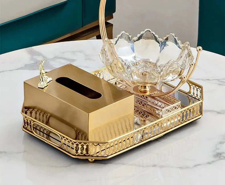 Luxurious Golden Alloy Tissue Box for Modern Living Spaces - Julia M LifeStyles