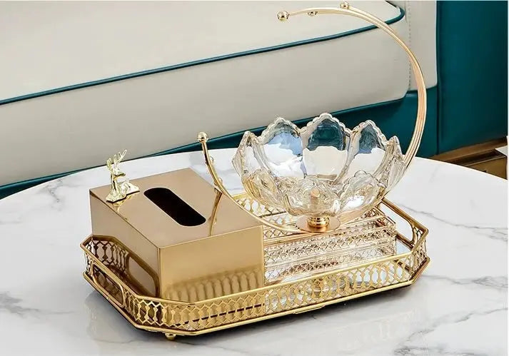 Luxurious Golden Alloy Tissue Box for Modern Living Spaces - Julia M LifeStyles