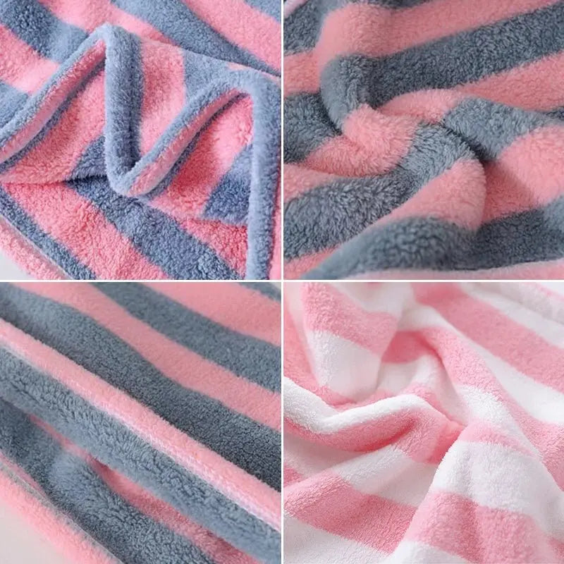 Ladies' Stripe Quick-Dry Hair Towel & Bath Cap - Julia M LifeStyles