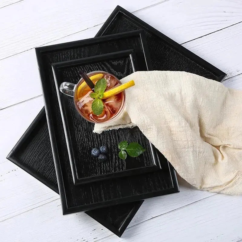 Japanese Black Solid Wood Dessert Plate 🖤 - Julia M LifeStyles