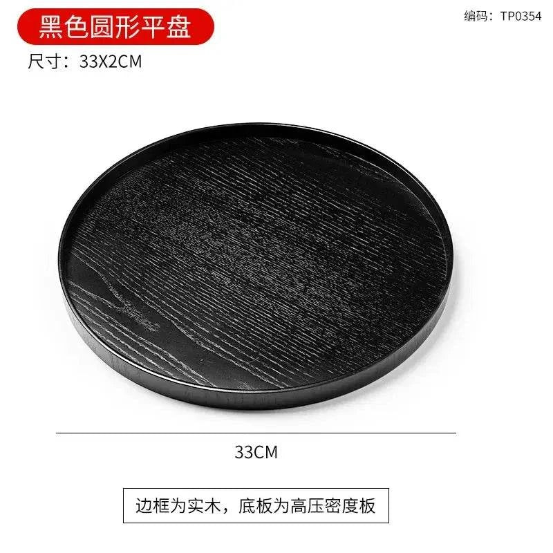 Japanese Black Solid Wood Dessert Plate 🖤 - Julia M LifeStyles