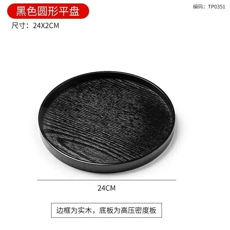 Japanese Black Solid Wood Dessert Plate 🖤 - Julia M LifeStyles