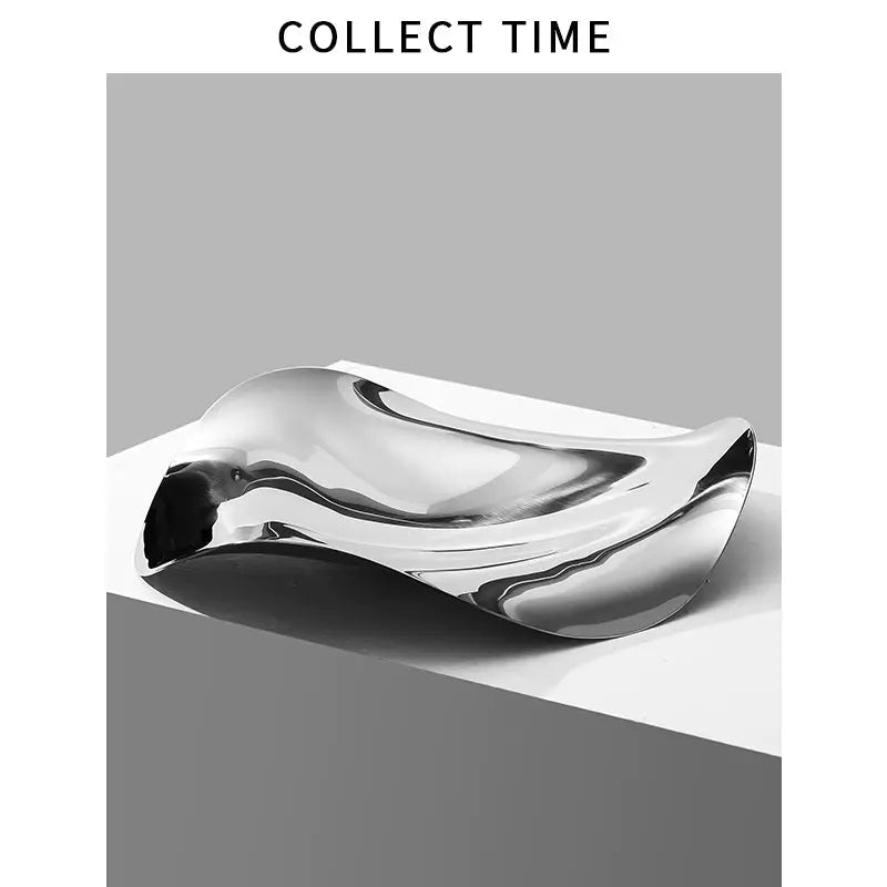 Scandinavian Stainless Steel Fruit Tray Modern Minimalist Fancy Shaped Silver Entrance Decoration Minimalist Tea Table Decoration - Julia M LifeStyles