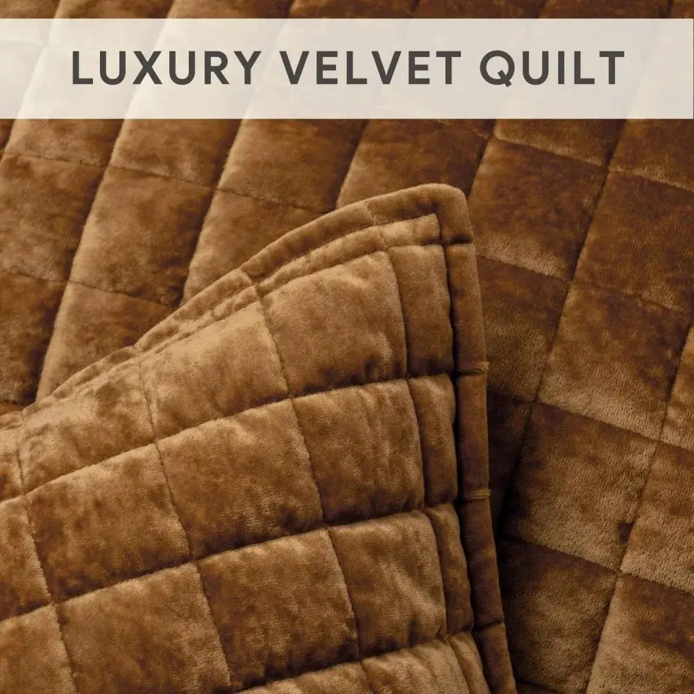 Velvet Quilt King Size, Luxury Velvet Bedding Set,Lightweight Comforter Set, Velvets Bedspread Coverlet with 2 Pillow,Gold - Julia M LifeStyles