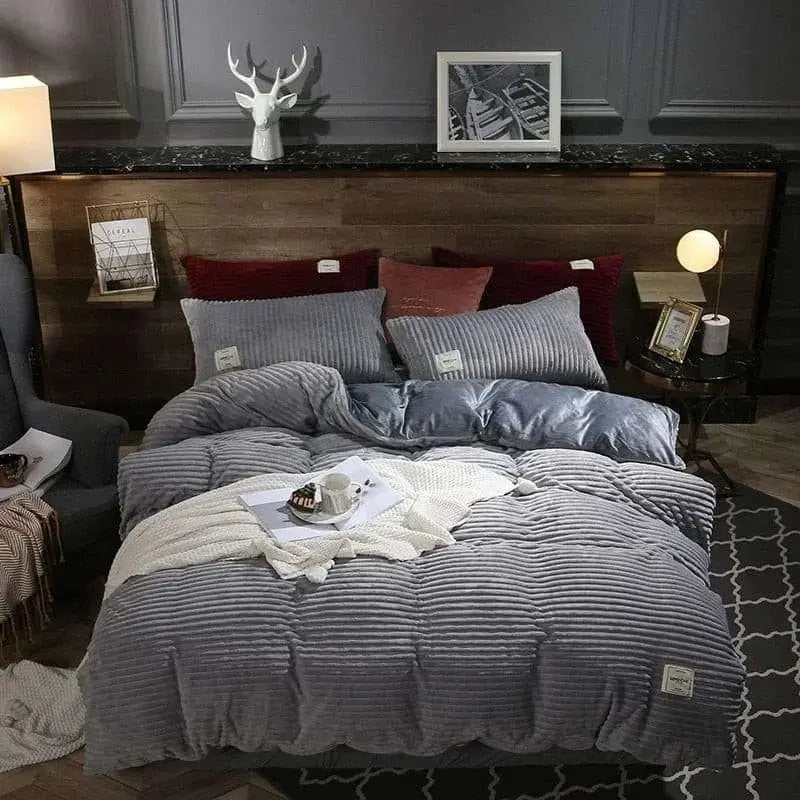 Solid Color Double Thick Velvet Duvet Cover - Julia M LifeStyles