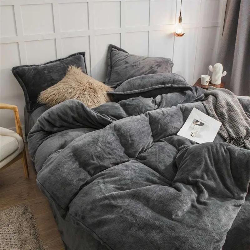 Warm Yellow Plush Double-sided Fleece Quilt Cover - Julia M LifeStyles