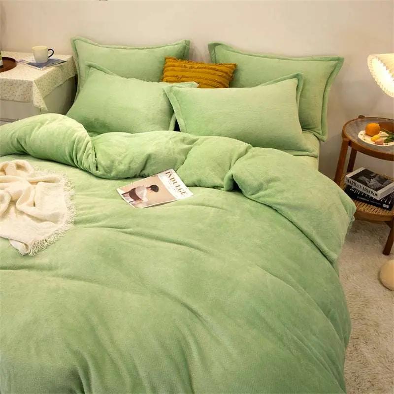 Warm Yellow Plush Double-sided Fleece Quilt Cover - Julia M LifeStyles