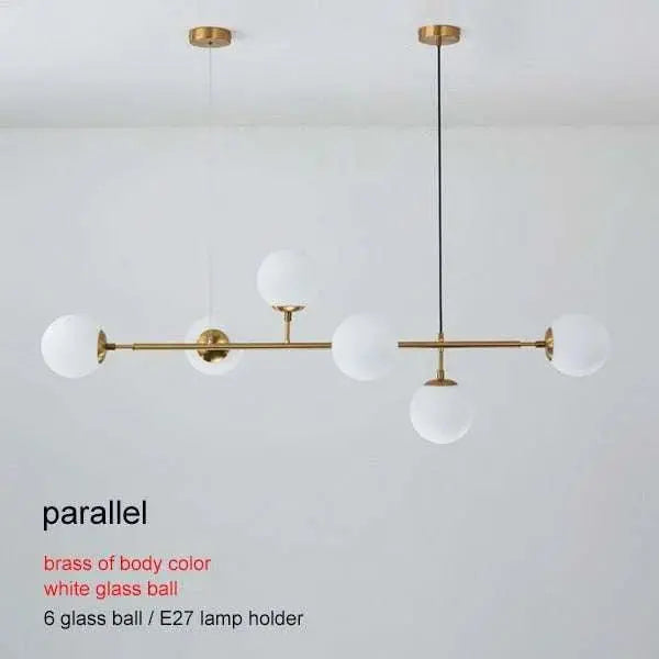 Modern Chandelier Brass Glass Ball Lighting - Julia M LifeStyles