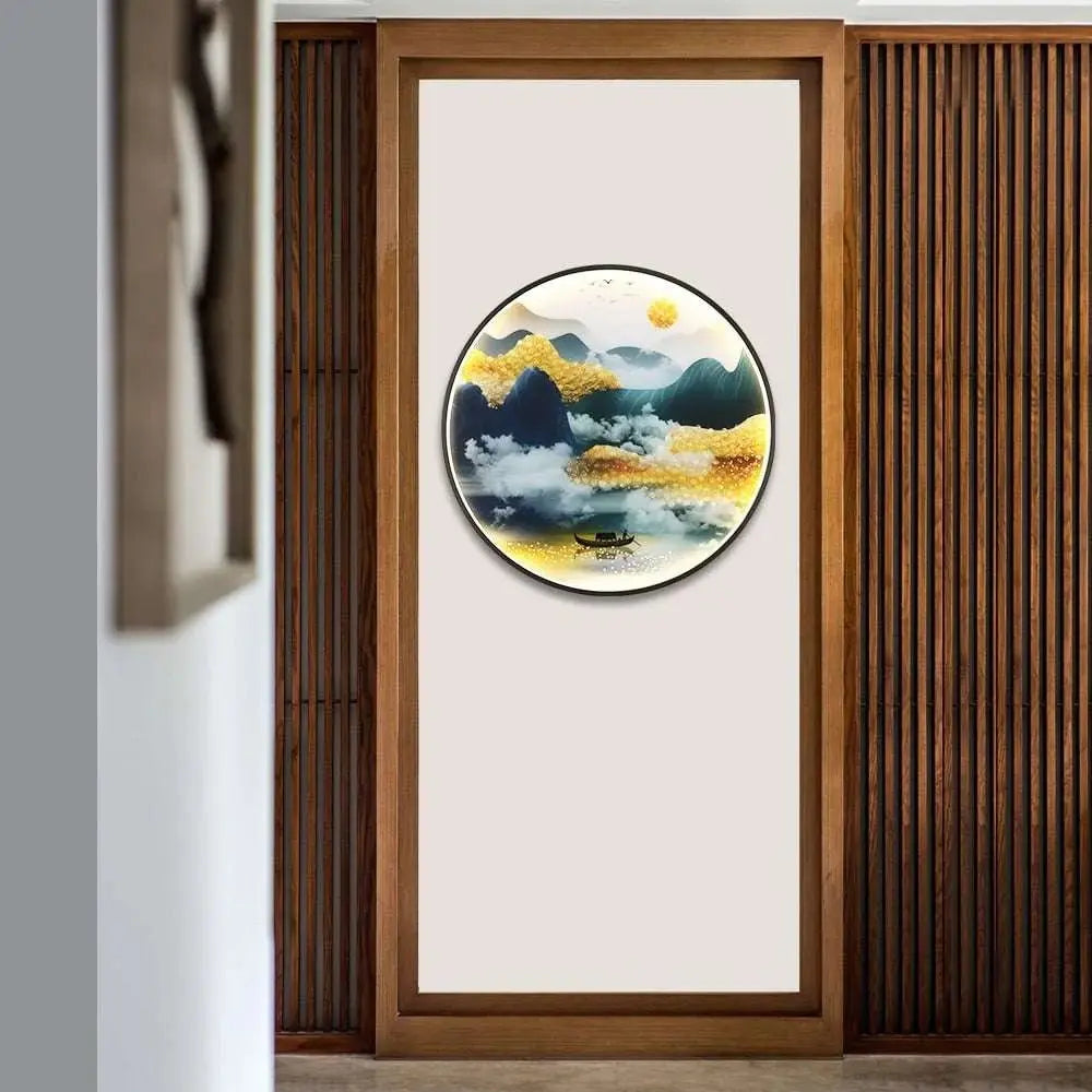 Modern Landscape Painting LED Sconces Round Lamp - Julia M LifeStyles