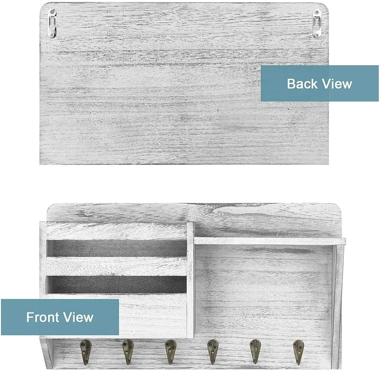 Elegant Wooden Wall Mounted Key and Mail Organizer with 6 Hooks - Julia M LifeStyles