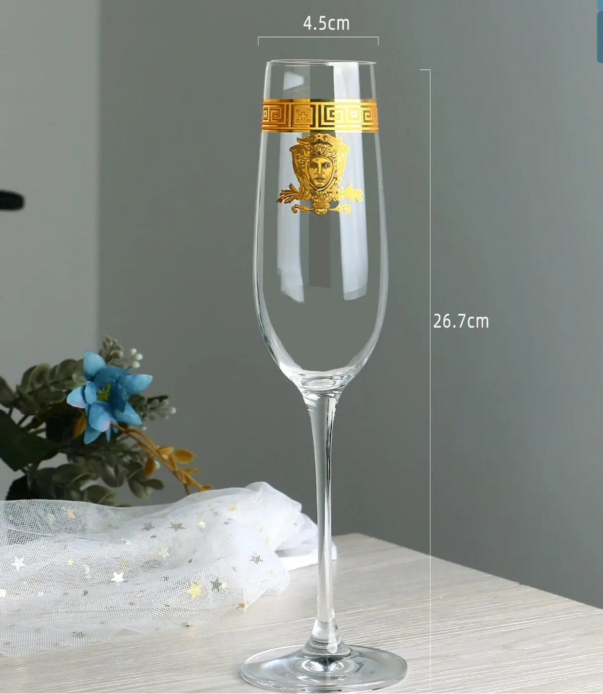 Nordic Gold Edge Elegant Crystal Goblet - Julia M LifeStyles