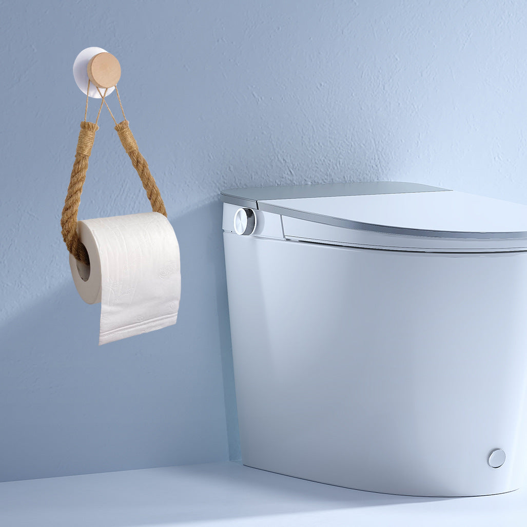 Wooden Hook Seamless Adhesive No Drilling Handmade Woven Hemp Rope Towel Rack Tissue Holder Bathroom Toilet eprolo